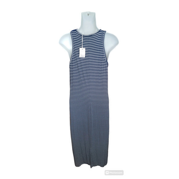 Marine Layer Lexi Daytime Midi Dress Blue/White Strip size XL Fitted Soft Tank - Picture 3 of 7